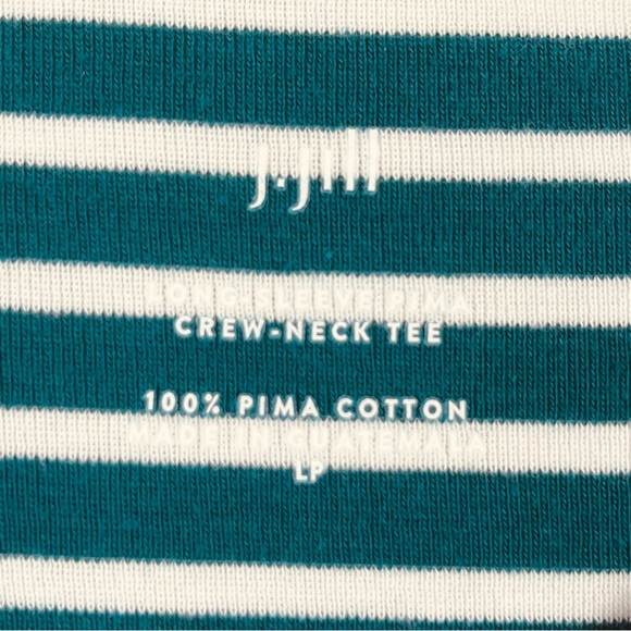 J.Jill jade green & white stripe crewneck long sleeve pima cotton t-shirt, LP. - Picture 4 of 5